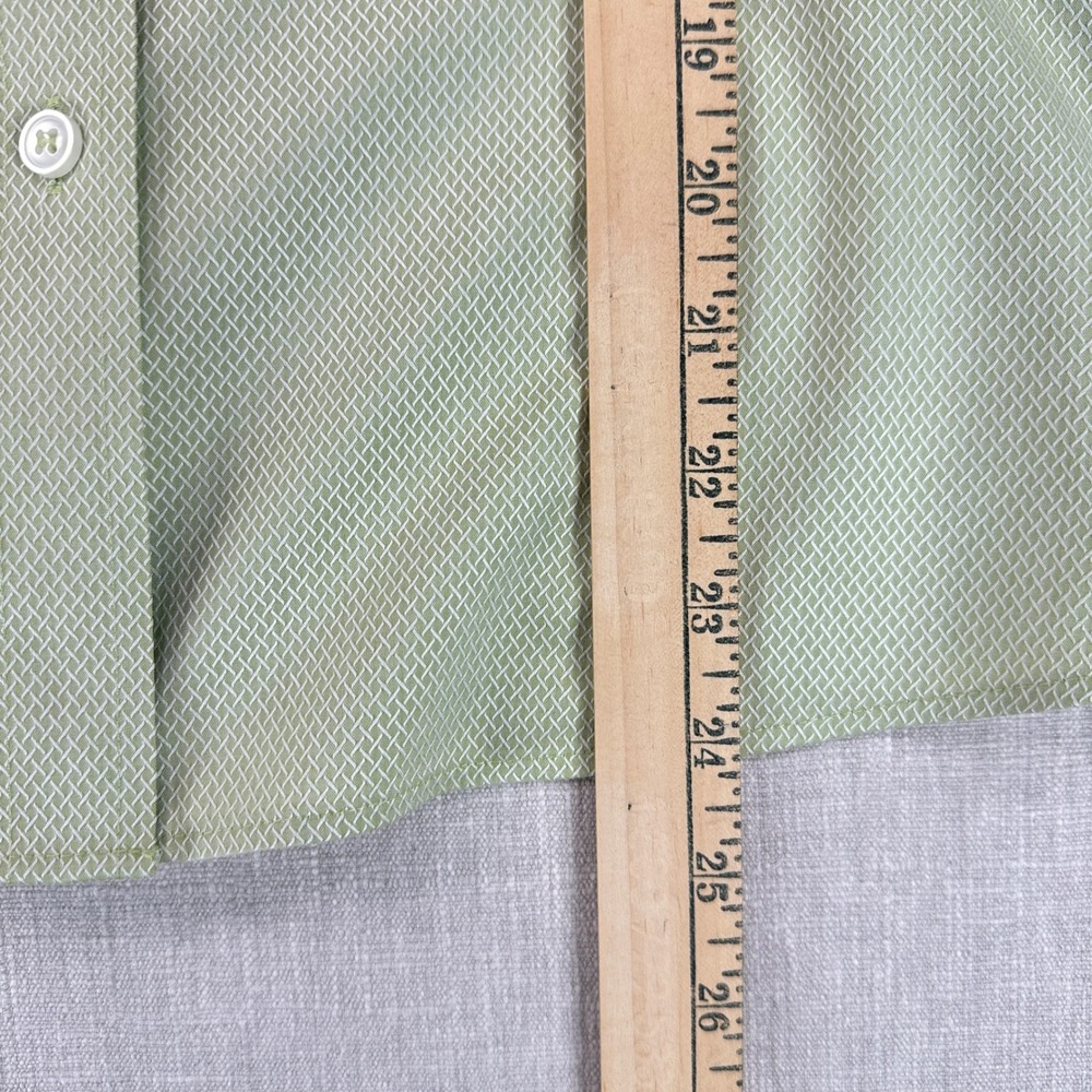 Liz Claiborne Button Down Womens 14 Green Non-Iron Cotton Basketweave REMU4450 - Picture 9 of 11